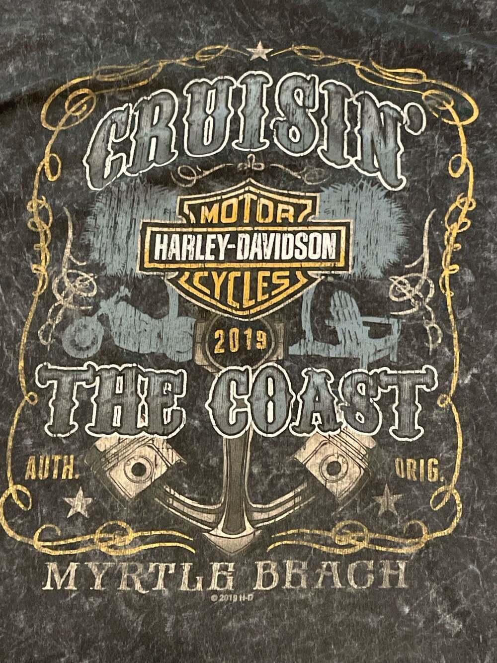 Harley-Davidson Myrtle Beach Cruisin' The Coast 2019 Graphic Acid Wash Men's 2XL